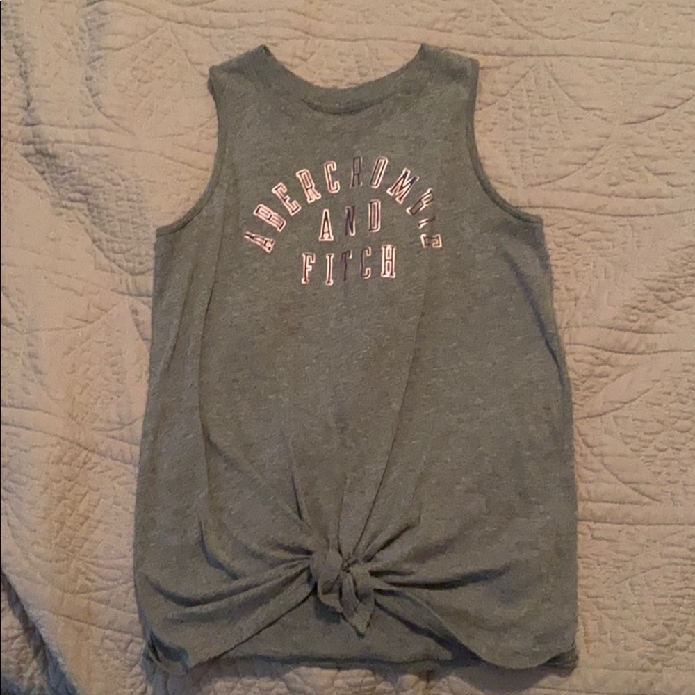 Grey and shiny pink tank top with knot on bottom